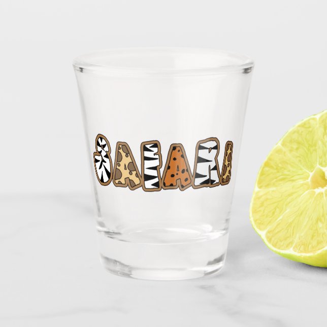 Vaso De Chupito Safari en cartas impresas en animales (Anverso)