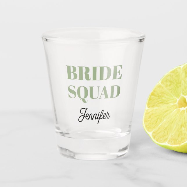 Vaso De Chupito Sage Green Wedding Bride Squad Personalized (Anverso)