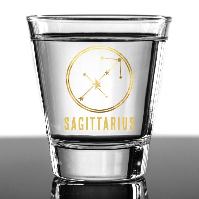Vaso De Chupito Sagittarius Zodiac Rótulo Astrología Horoscope Gol (gold sagittarius zodiac sign shot glass)