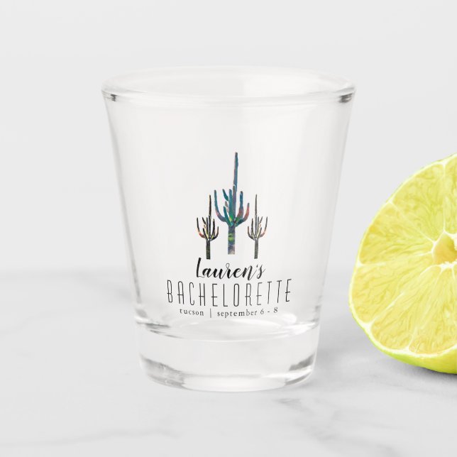 Vaso De Chupito Saguaro Cactus Bachelorette personalizada (Anverso)