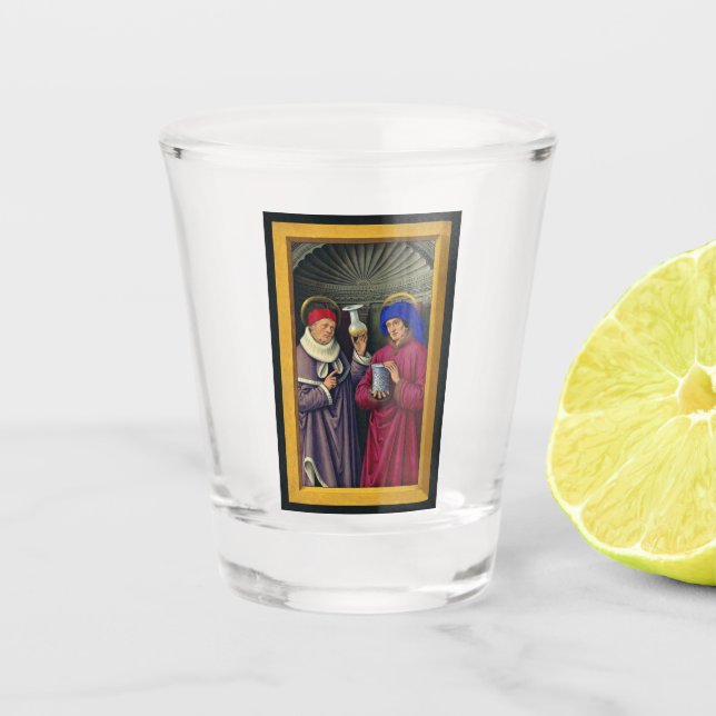 Vaso De Chupito Saints Cosmas and Damian de Jean Bourdichon (Anverso)