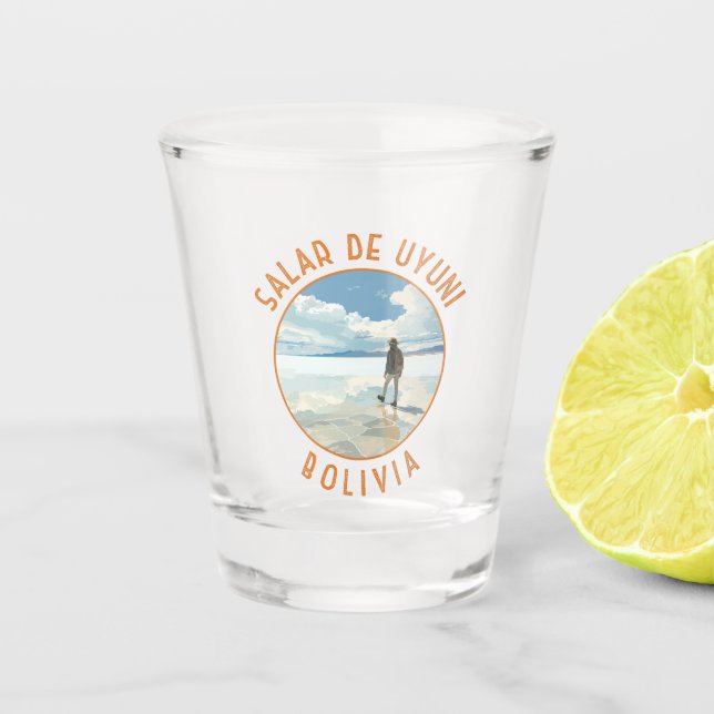Vaso De Chupito Salar de Uyuni Bolivia Círculo retro perturbado (Anverso)