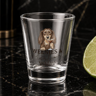 Vaso De Chupito Salchichas Dibujadas a Mano y Dachshund Martinis