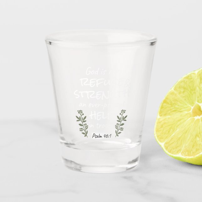 Vaso De Chupito Salmo 46:1 "Dios es nuestro refugio y fuerza" (Anverso)