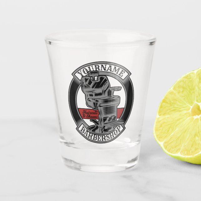 Vaso De Chupito Salón de sillas de peluquería Retro Personalizado (Anverso)