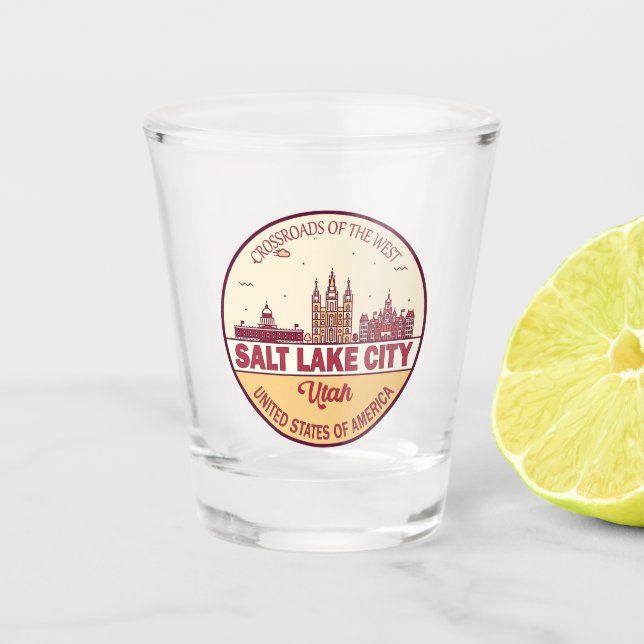 Vaso De Chupito Salt Lake City Utah City Skyline Emblem (Anverso)
