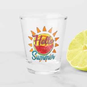 Vaso De Chupito Saludo sandía acuática y sol vibrante