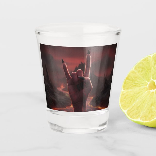 Vaso De Chupito Saludo Satánico (Anverso)