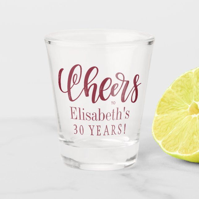 Vaso De Chupito Saludos a 30 años de cumpleaños personalizados (Anverso)