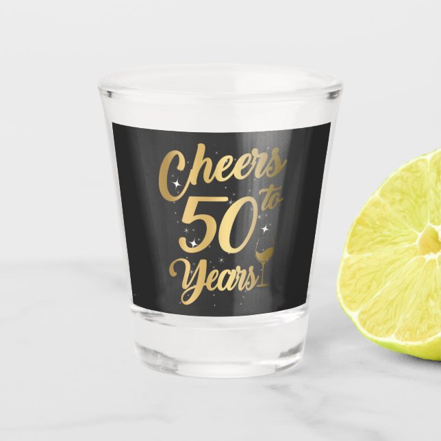 Vaso De Chupito Saludos a 50 años 50° fiesta de cumpleaños (Anverso)