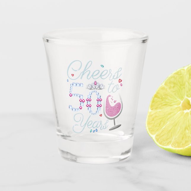 Vaso De Chupito Saludos a 50 años 50° fiesta de cumpleaños (Anverso)