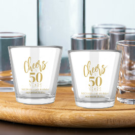 Vaso De Chupito Saludos a 50 años cualquier edad oro de cumpleaños