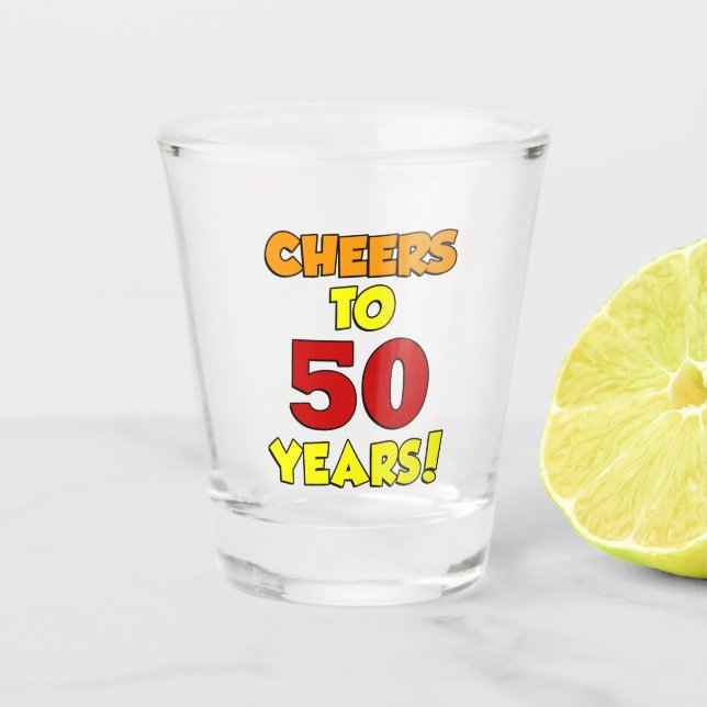 Vaso De Chupito Saludos A 50 Años De Colorido (Anverso)