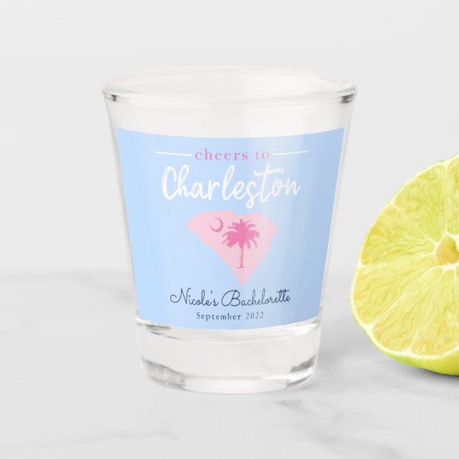 Vaso De Chupito Saludos a Charleston South Carolina Bachelorette (Anverso)