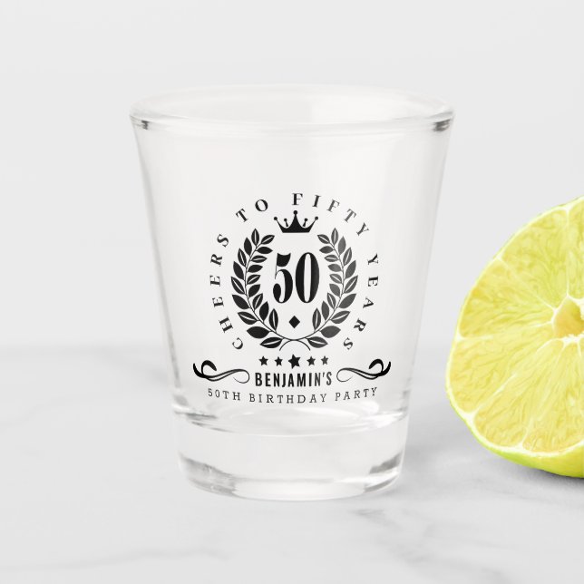 Vaso De Chupito Saludos a cincuenta años personalizados 50 cumplea (Anverso)
