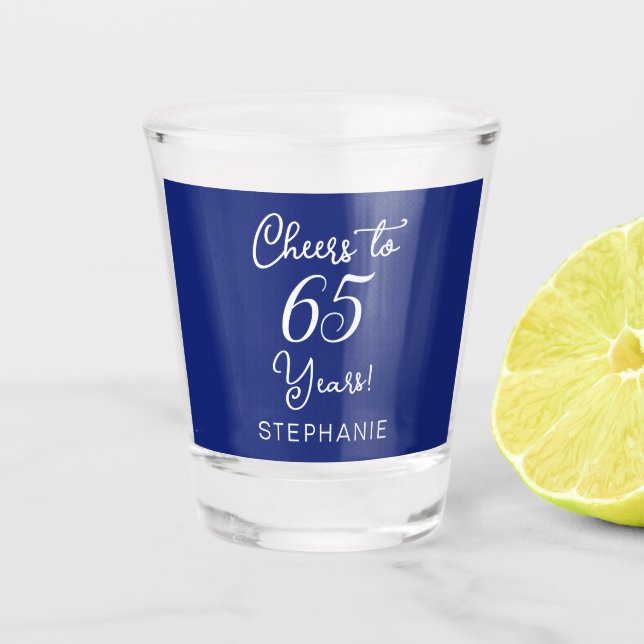 Vaso De Chupito Saludos azules de la marina a 65 años fiesta de cu (Anverso)