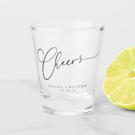 Vaso De Chupito Saludos Minimal Black Script Custom Wedding