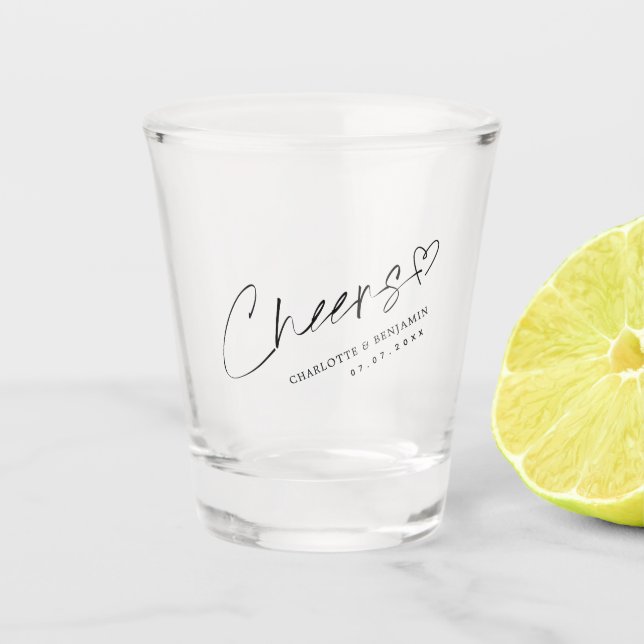Vaso De Chupito Saludos Monograma Casamiento personalizado Cristal (Anverso)