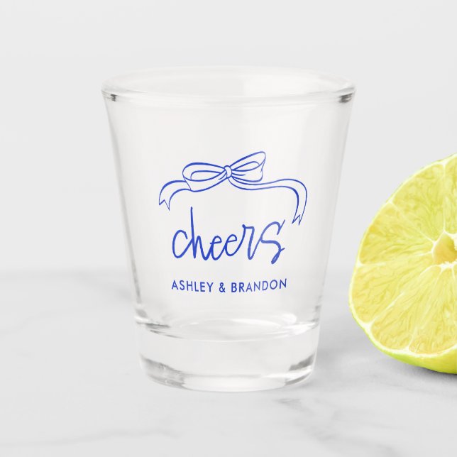 Vaso De Chupito Saludos personalizados Bodas azules franceses (Anverso)