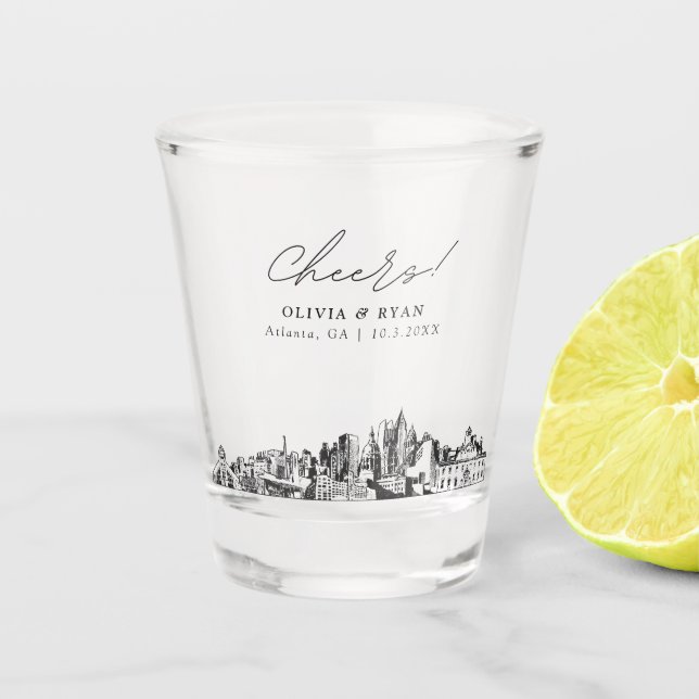 Vaso De Chupito Saludos personalizados de la boda de Atlanta (Anverso)