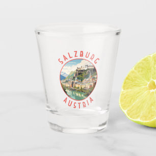 Vaso De Chupito Salzburgo Austria Círculo retro perturbado