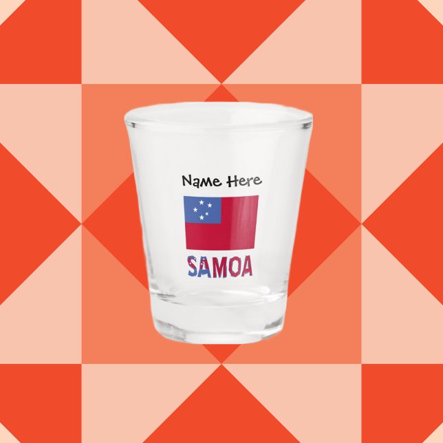 Vaso De Chupito Samoa y la bandera de Samoa con su nombre de vidri (Subido por el creador)