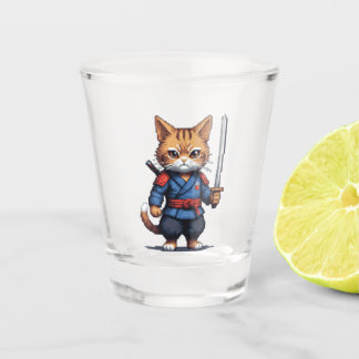 Vaso De Chupito Samurai Cat Pixel Art