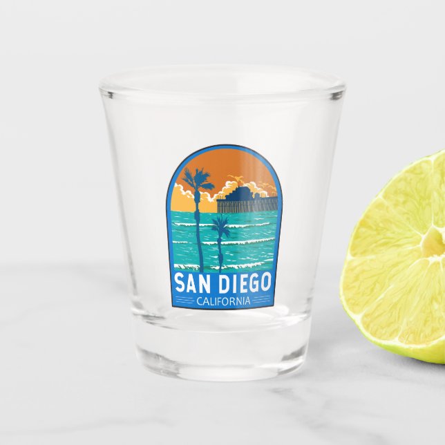 Vaso De Chupito San Diego California Travel Art Vintage (Anverso)