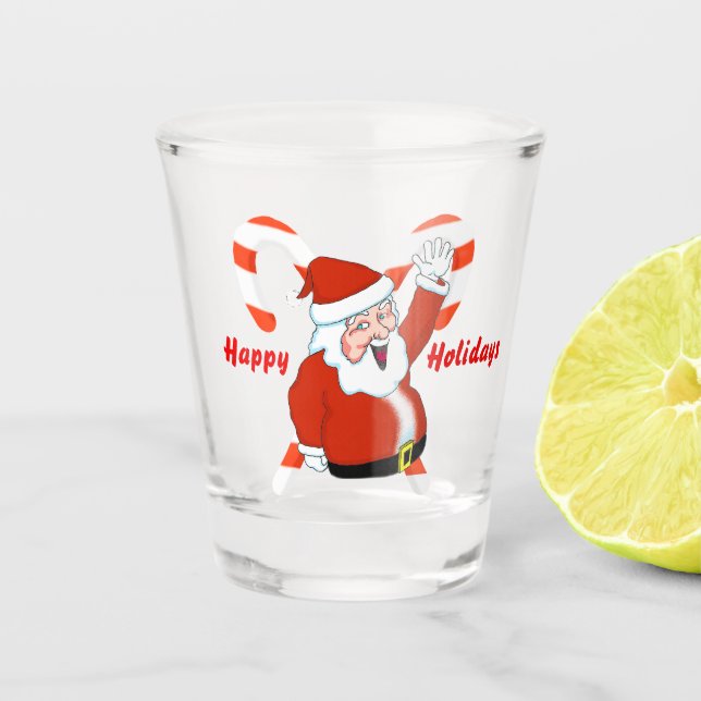 Vaso De Chupito Santa con Candy Canes Shot Glass (Anverso)