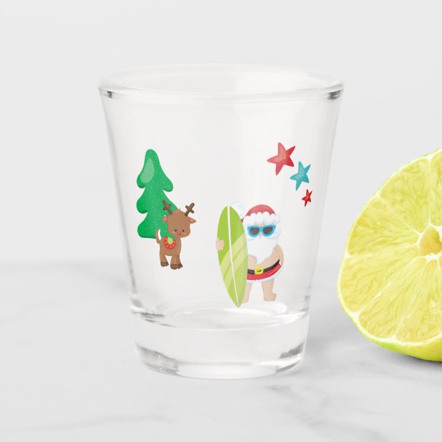 Vaso De Chupito Santa de Verano en la playa (Anverso)