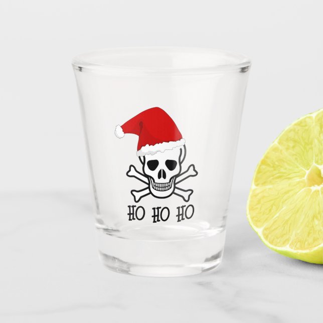 Vaso De Chupito Santa Pirate tu vidrio de disparo de texto (Anverso)