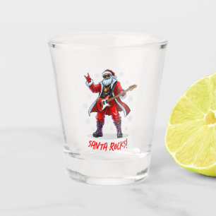 Vaso De Chupito ¡Santa Rocks! Divertido Santa Claus tocando la gui