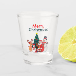 Vaso De Chupito Santa Snowman Y El Reno Festividad Feliz Navidad