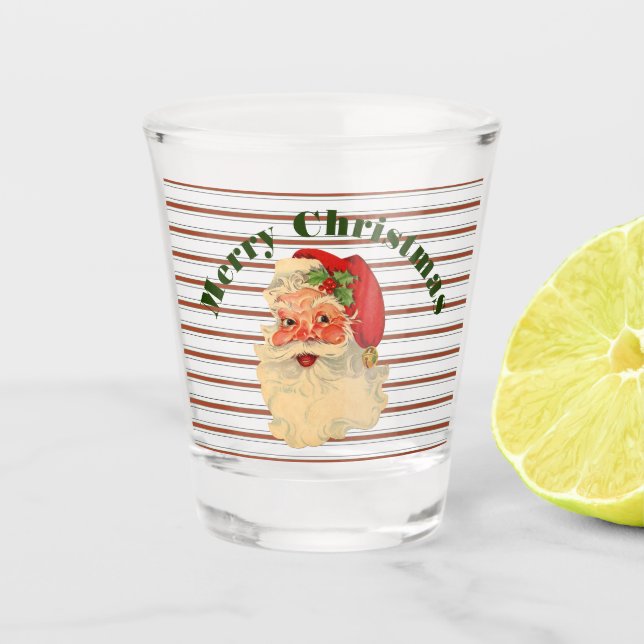 Vaso De Chupito Santa Vieja con franjas de caña de caramelo (Anverso)
