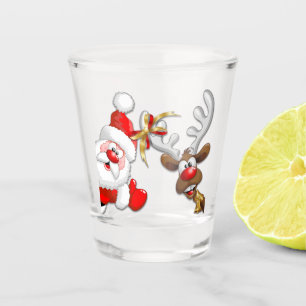 Vaso De Chupito Santa y los renos Feliz Personalizado