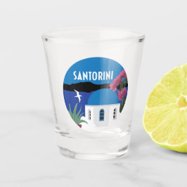 Vaso De Chupito Santorini Grecia estilo viaje vintage ilustracion