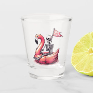 Vaso De Chupito Sarcástico esqueleto sobre flamenco - Permanecer s