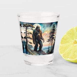 Vaso De Chupito Sasquatch de pie en la cresta que domina el océano