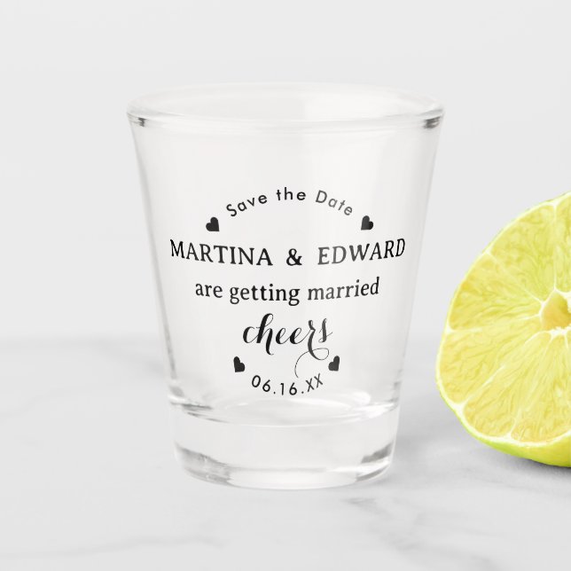Vaso De Chupito Save the Date Personalized Wedding cheers (Anverso)