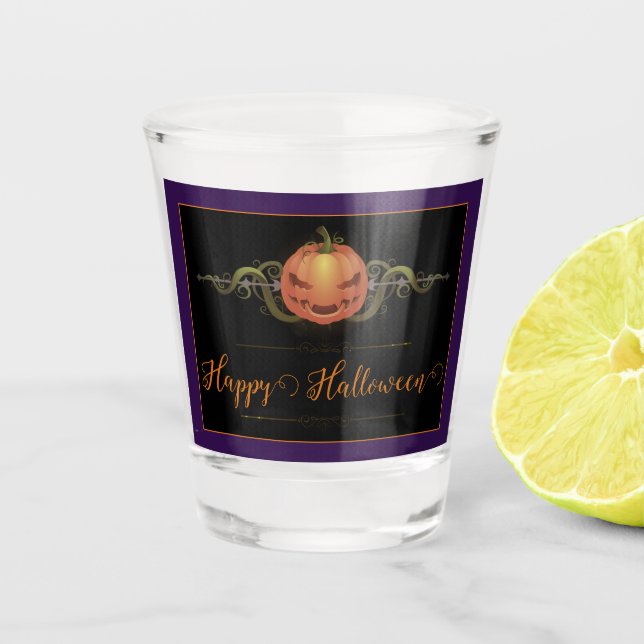 Vaso De Chupito Scary Jack-o-Lantern Halloween | Púrpura (Anverso)