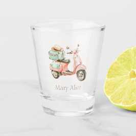 Vaso De Chupito Scooter Costero Rosa y Aqua Adorable