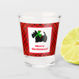 Vaso De Chupito Scotty Dog y Tartán Feliz Navidad
