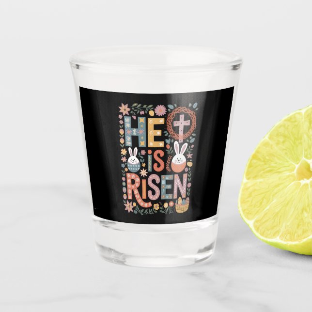 Vaso De Chupito Se eleva Jesús Floral Cute Conejo Conejo de Pascua (Anverso)