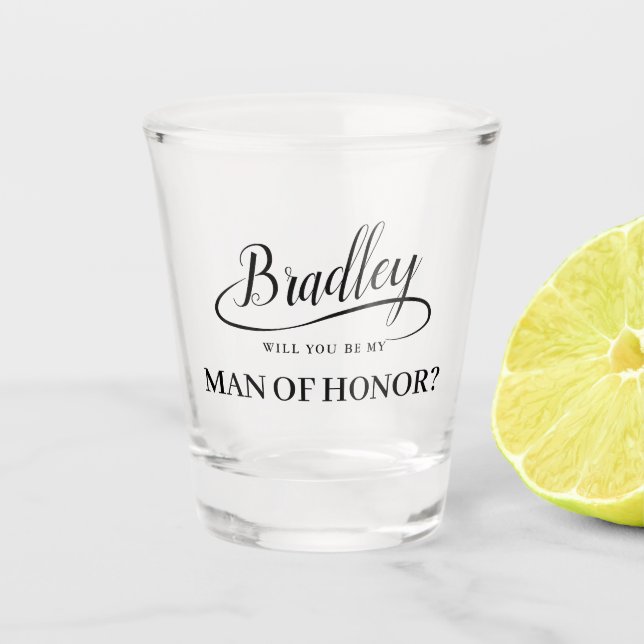 Vaso De Chupito Sé mi hombre de honor caligrafía de intercambio ma (Anverso)