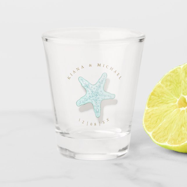 Vaso De Chupito Sea Foam Beach Wedding Starfish ID837 (Anverso)