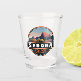 Vaso De Chupito Sedona Arizona Red Rock Country Watercolor Emblem