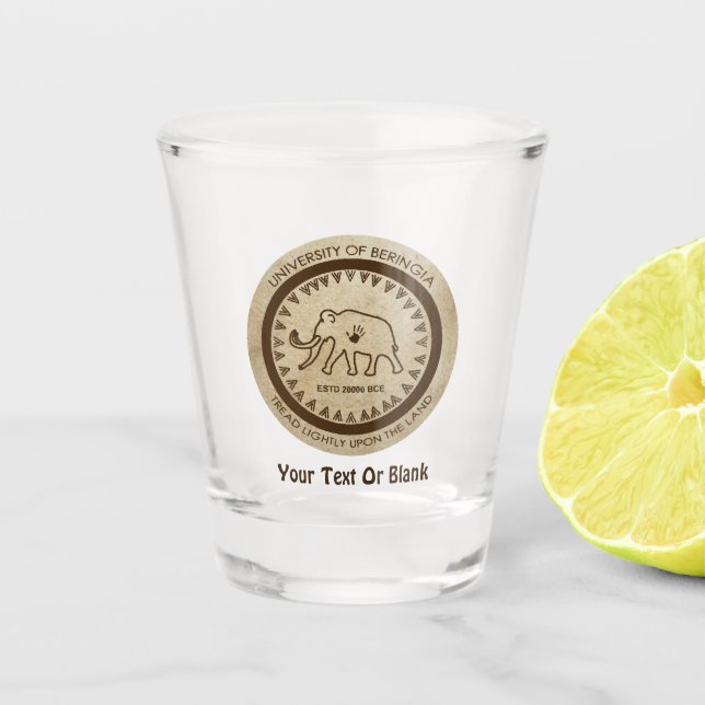 Vaso De Chupito Sello de mamut Wooly de la Universidad de Beringia (Anverso)