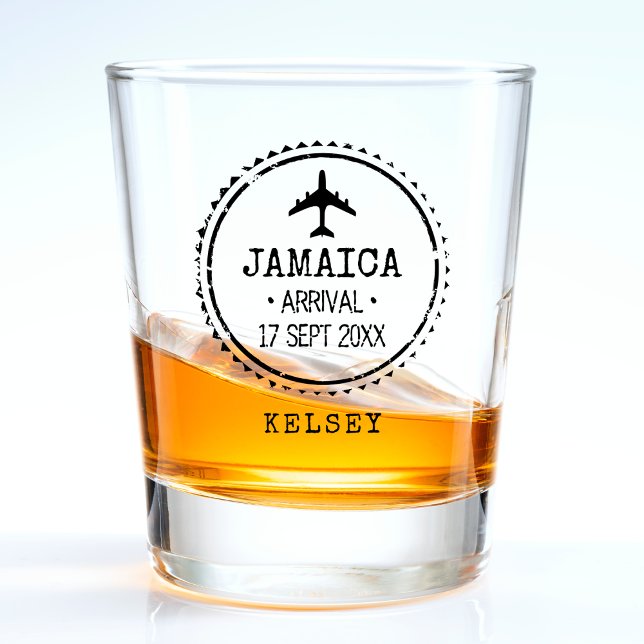 Vaso De Chupito Sello de pasaporte Boda de destino Jamaica (Passport Stamp Jamaica Destination Wedding Shot Glass
)