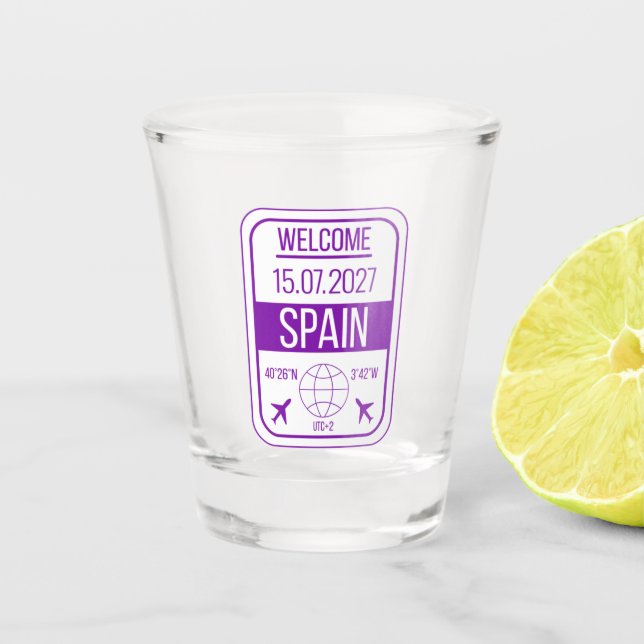 Vaso De Chupito Sello de pasaporte de España (Anverso)