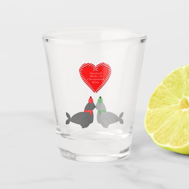 Vaso De Chupito Sellos de besos de Navidades pequeños (Anverso)